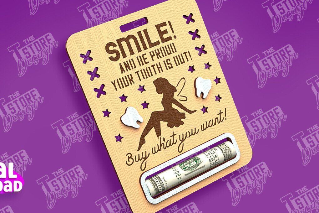 Intra απο ξύλο plywood 3mm-4mm πάχος – Tooth Fairy Money Card | Childs Design Δίασταση  40x30 cm INTRAFABR-97087394