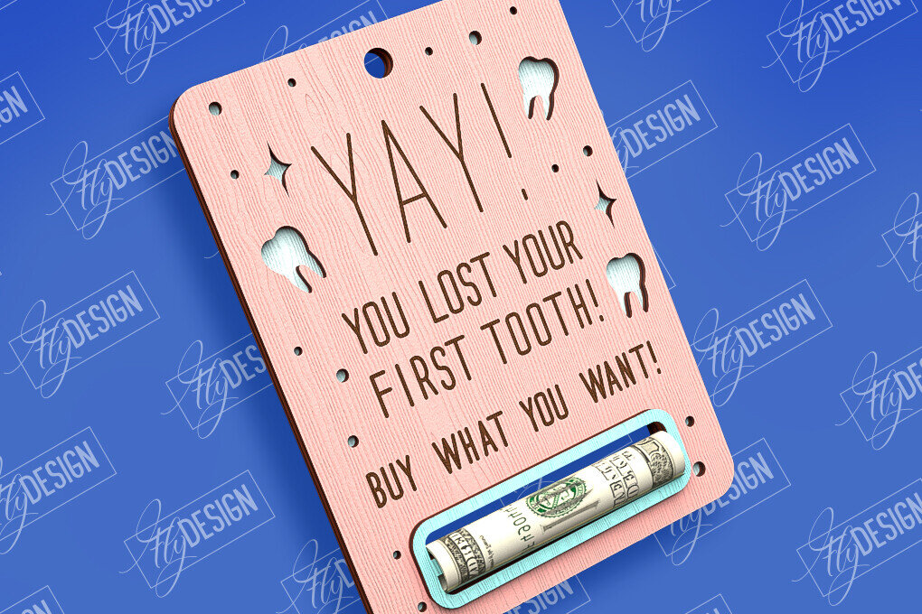 Intra απο ξύλο plywood 3mm-4mm πάχος – Tooth Fairy Money Card | Childs Design Δίασταση  40x30 cm INTRAFABR-97086038