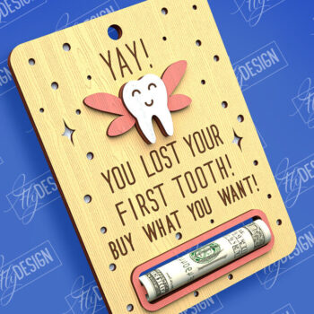 Intra απο ξύλο plywood 3mm-4mm πάχος – Tooth Fairy Money Card | Childs Design Δίασταση  40x30 cm INTRAFABR-97086047 - Image 1