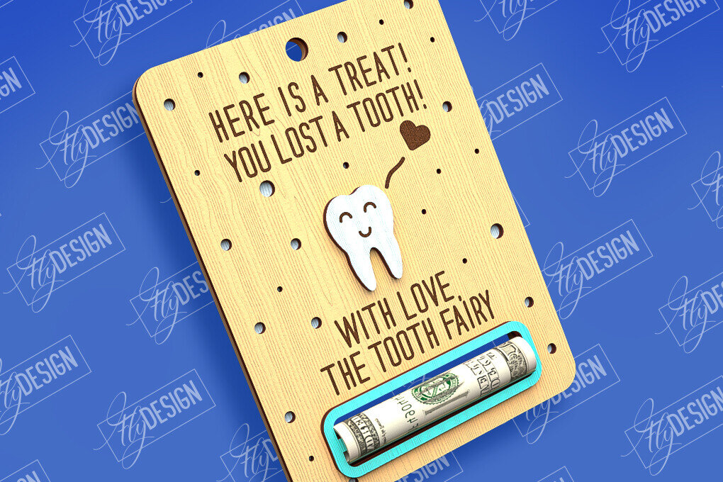 Intra απο ξύλο plywood 3mm-4mm πάχος – Tooth Fairy Money Card | Childs Design Δίασταση  40x30 cm INTRAFABR-97086057