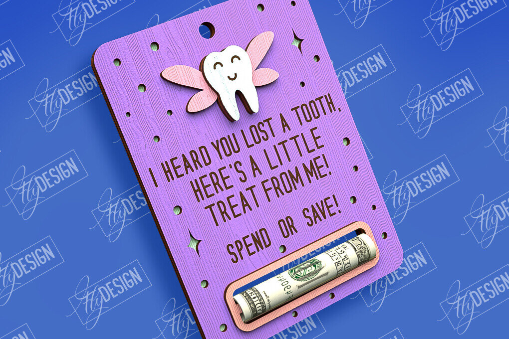 Intra απο ξύλο plywood 3mm-4mm πάχος – Tooth Fairy Money Card | Childs Design Δίασταση  40x30 cm INTRAFABR-97086022