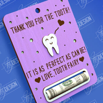 Intra απο ξύλο plywood 3mm-4mm πάχος – Πακέτο κοπής με λέιζερ κάρτας Tooth Fairy Money Δίασταση  20x20 cm INTRAFABR-97086224 - Image 2