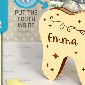 Intra απο ξύλο plywood 3mm-4mm πάχος – Tooth Fairy Money Holder Cut Laser Δίασταση  20x20 cm INTRAFABR-95102886