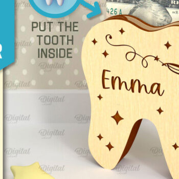 Intra απο ξύλο plywood 3mm-4mm πάχος – Tooth Fairy Money Holder Cut Laser Δίασταση  20x20 cm INTRAFABR-95102886 - Image 1