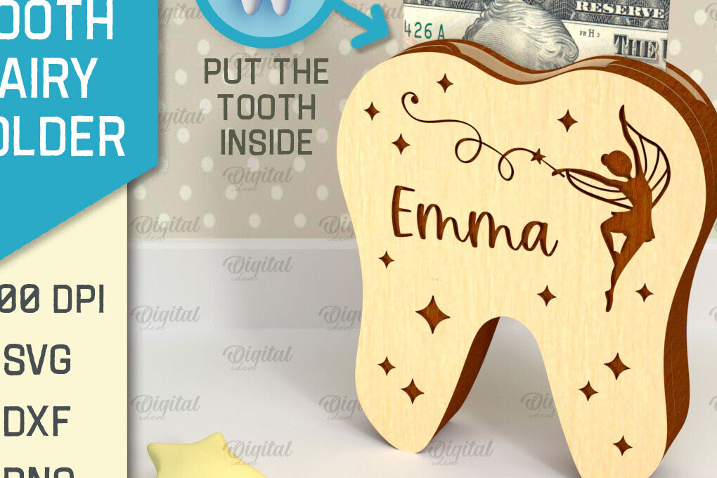 Intra απο ξύλο plywood 3mm-4mm πάχος – Tooth Fairy Money Holder Cut Laser Δίασταση  20x20 cm INTRAFABR-95102886