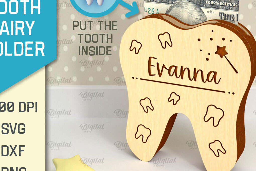 Intra απο ξύλο plywood 3mm-4mm πάχος – Tooth Fairy Money Holder Cut Laser Δίασταση  20x20 cm INTRAFABR-95102425