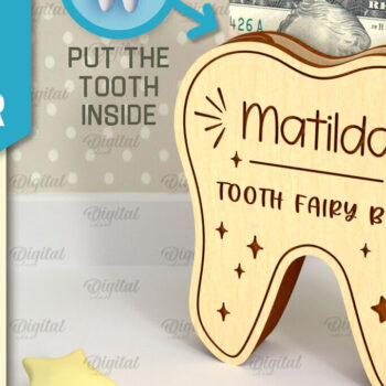 Intra απο ξύλο plywood 3mm-4mm πάχος – Tooth Fairy Money Holder Cut Laser Δίασταση  20x20 cm INTRAFABR-95102721 - Image 1