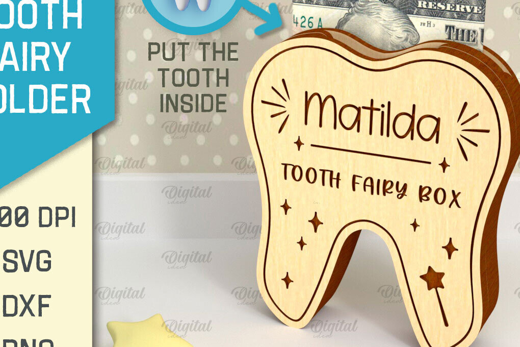 Intra απο ξύλο plywood 3mm-4mm πάχος – Tooth Fairy Money Holder Cut Laser Δίασταση  20x20 cm INTRAFABR-95102721