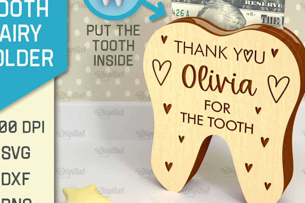 Intra απο ξύλο plywood 3mm-4mm πάχος – Tooth Fairy Money Holder Cut Laser Δίασταση  20x20 cm INTRAFABR-95102268