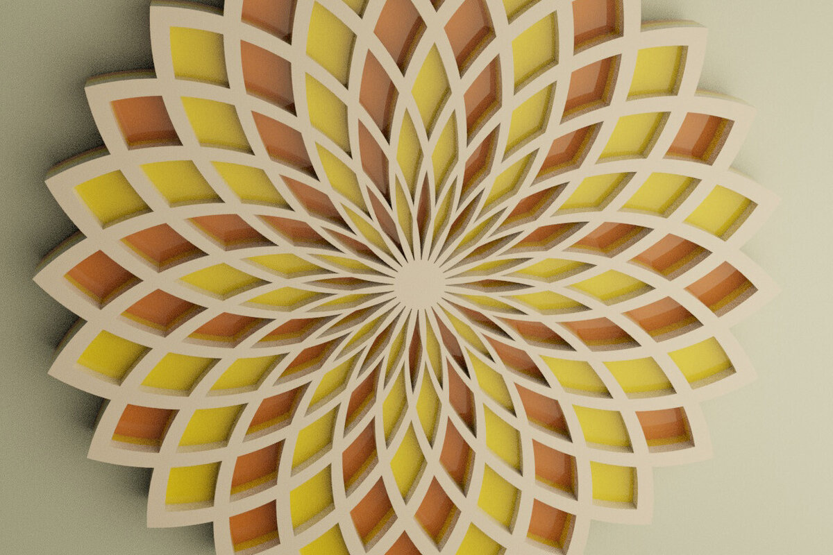 Intra απο ξύλο plywood 3mm-4mm πάχος – Στολίδι Torus Yantra Δίασταση  20x20 cm INTRAFABR-113506162