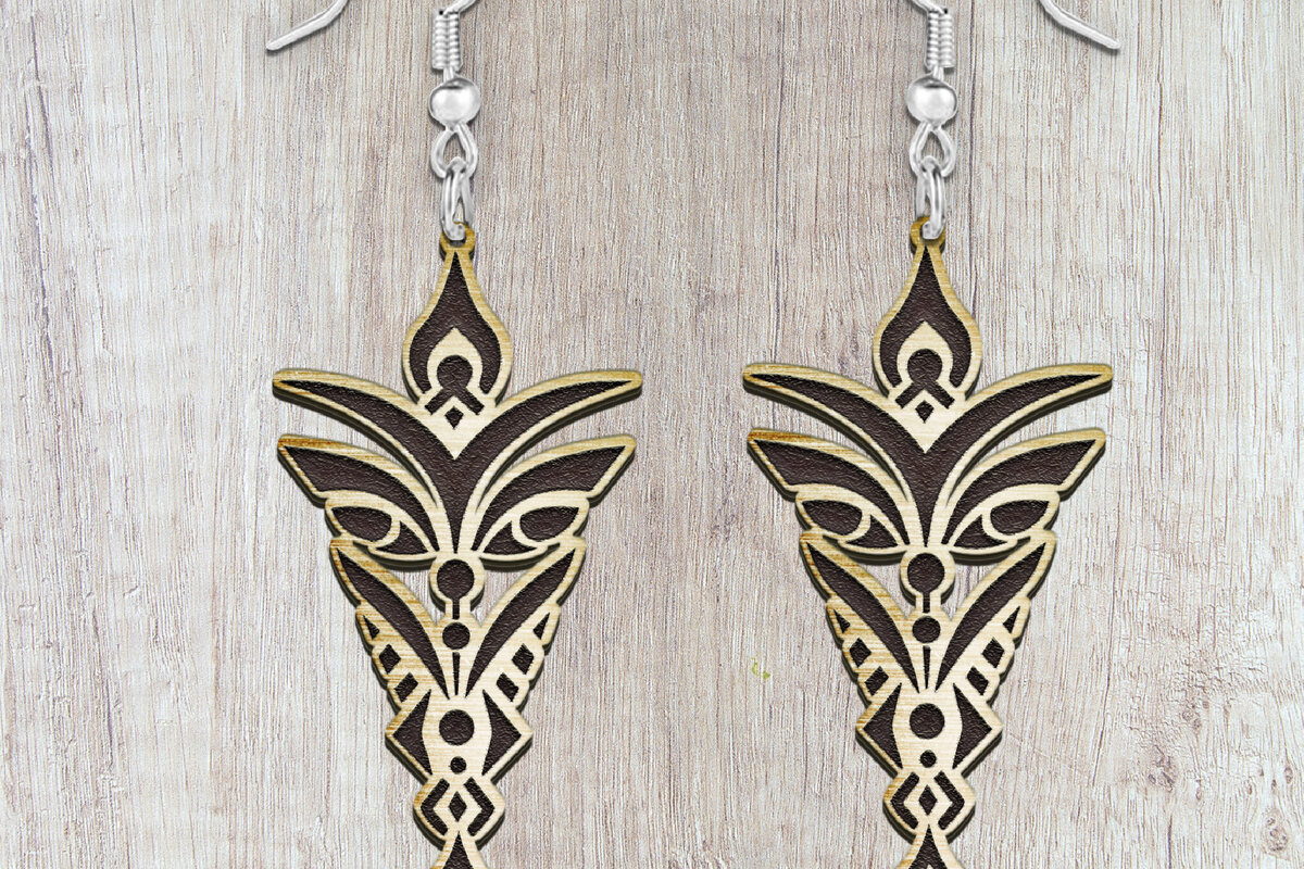 Intra απο ξύλο plywood 3mm-4mm πάχος – Σκουλαρίκια Totem Κοπή Laser. Σκουλαρίκια Boho Δίασταση  5x5 cm INTRAFABR-121146515