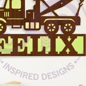 Intra απο ξύλο plywood 3mm-4mm πάχος – Αρχείο κοπής λέιζερ Name Tow Truck Δίασταση  20x20 cm INTRAFABR-115922590