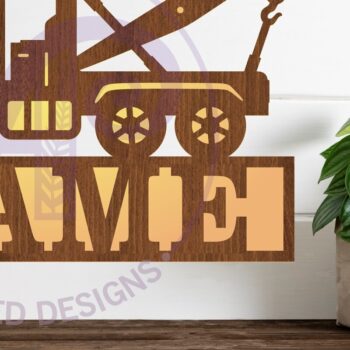 Intra απο ξύλο plywood 3mm-4mm πάχος – Αρχείο κοπής λέιζερ Name Tow Truck Δίασταση  20x20 cm INTRAFABR-115922590 - Image 2