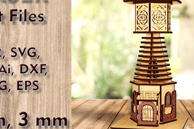 Intra απο ξύλο plywood 3mm-4mm πάχος – Θήκη κεριού Tower Tea Light Cut Laser Δίασταση  20x20 cm INTRAFABR-121051478