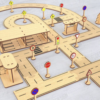 Intra απο ξύλο plywood 3mm-4mm πάχος – Παιχνίδι πίστας αυτοκινήτου με λέιζερ | Αγωνιστική πίστα Δίασταση  20x20 cm INTRAFABR-120093702 - Image 1