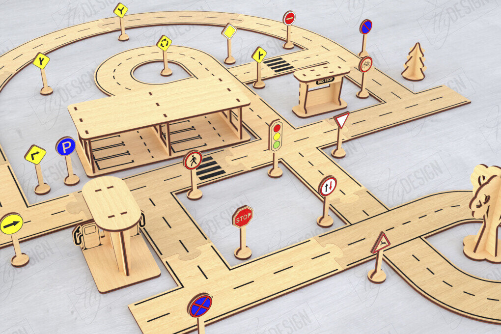 Intra απο ξύλο plywood 3mm-4mm πάχος – Παιχνίδι πίστας αυτοκινήτου με λέιζερ | Αγωνιστική πίστα Δίασταση  20x20 cm INTRAFABR-120093702