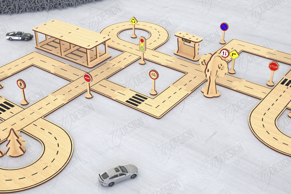 Intra απο ξύλο plywood 3mm-4mm πάχος – Παιχνίδι πίστας αυτοκινήτου με λέιζερ | Αγωνιστική πίστα Δίασταση  20x20 cm INTRAFABR-120093704