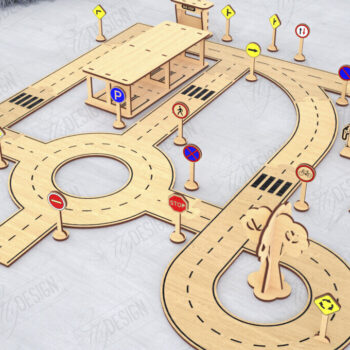 Intra απο ξύλο plywood 3mm-4mm πάχος – Παιχνίδι πίστας αυτοκινήτου με λέιζερ | Αγωνιστική πίστα Δίασταση  20x20 cm INTRAFABR-120093707 - Image 1