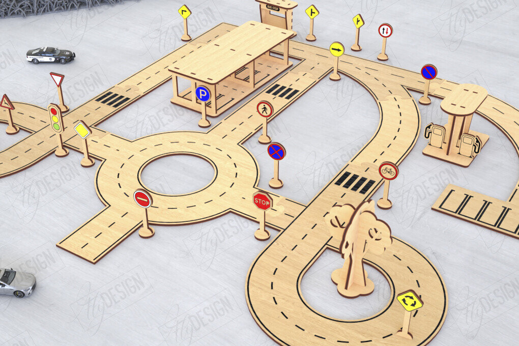 Intra απο ξύλο plywood 3mm-4mm πάχος – Παιχνίδι πίστας αυτοκινήτου με λέιζερ | Αγωνιστική πίστα Δίασταση  20x20 cm INTRAFABR-120093707