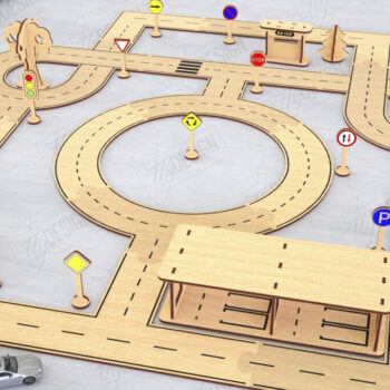 Intra απο ξύλο plywood 3mm-4mm πάχος – Παιχνίδι πίστας αυτοκινήτου με λέιζερ | Αγωνιστική πίστα Δίασταση  20x20 cm INTRAFABR-120093709 - Image 1