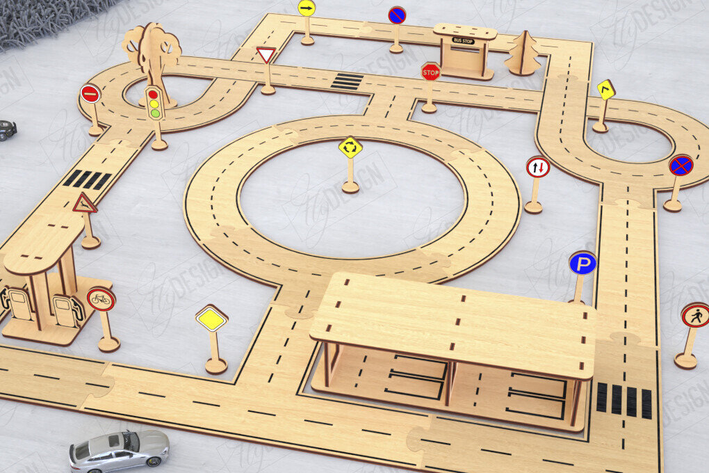 Intra απο ξύλο plywood 3mm-4mm πάχος – Παιχνίδι πίστας αυτοκινήτου με λέιζερ | Αγωνιστική πίστα Δίασταση  20x20 cm INTRAFABR-120093709