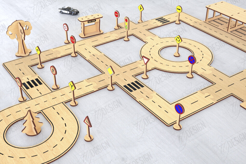 Intra απο ξύλο plywood 3mm-4mm πάχος – Παιχνίδι πίστας αυτοκινήτου με λέιζερ | Αγωνιστική πίστα Δίασταση  20x20 cm INTRAFABR-120093700