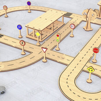 Intra απο ξύλο plywood 3mm-4mm πάχος – Παιχνίδι πίστας αυτοκινήτου με λέιζερ | Μοντέλο δρόμου|CNC Δίασταση  20x20 cm INTRAFABR-120354845 - Image 1