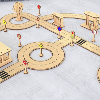 Intra απο ξύλο plywood 3mm-4mm πάχος – Παιχνίδι πίστας αυτοκινήτου με λέιζερ | Μοντέλο δρόμου|CNC Δίασταση 20x20 cm INTRAFABR-120354846 - Image 1