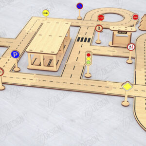 Intra απο ξύλο plywood 3mm-4mm πάχος – Παιχνίδι πίστας αυτοκινήτου με λέιζερ | Μοντέλο δρόμου|CNC Δίασταση  20x20 cm INTRAFABR-120354861