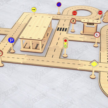 Intra απο ξύλο plywood 3mm-4mm πάχος – Παιχνίδι πίστας αυτοκινήτου με λέιζερ | Μοντέλο δρόμου|CNC Δίασταση  20x20 cm INTRAFABR-120354861 - Image 1
