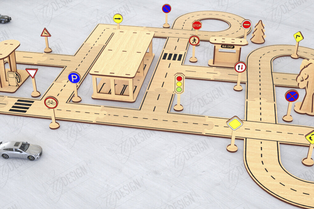 Intra απο ξύλο plywood 3mm-4mm πάχος – Παιχνίδι πίστας αυτοκινήτου με λέιζερ | Μοντέλο δρόμου|CNC Δίασταση  20x20 cm INTRAFABR-120354861