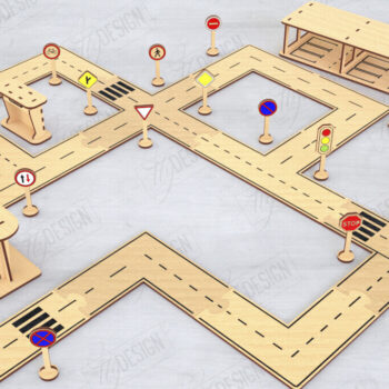 Intra απο ξύλο plywood 3mm-4mm πάχος – Παιχνίδι πίστας αυτοκινήτου με λέιζερ | Μοντέλο δρόμου|CNC Δίασταση  20x20 cm INTRAFABR-120354818 - Image 1