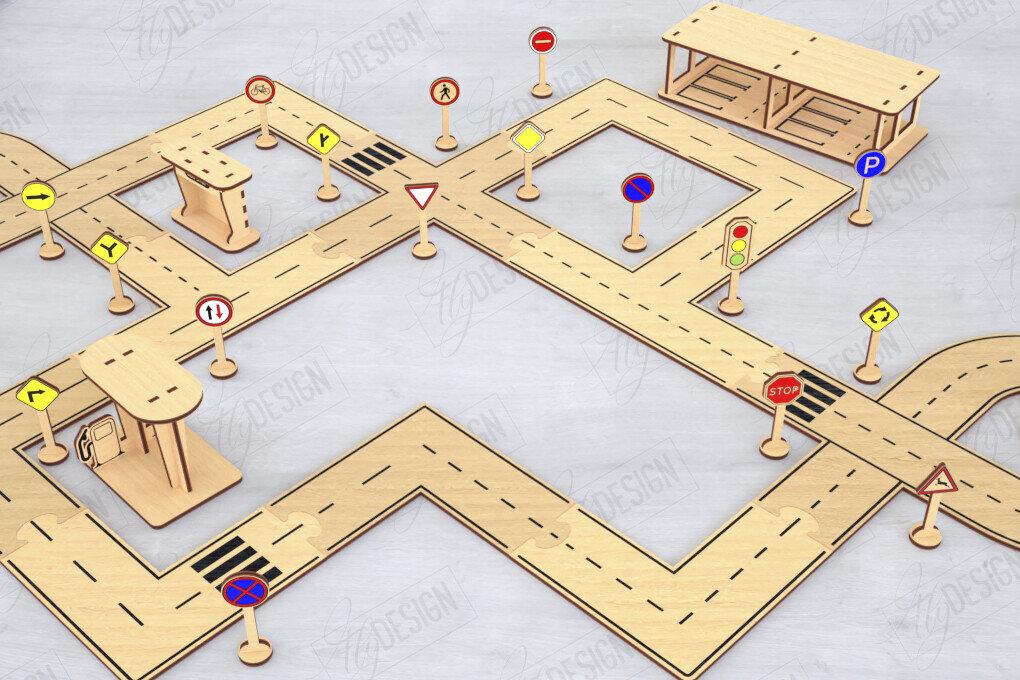Intra απο ξύλο plywood 3mm-4mm πάχος – Παιχνίδι πίστας αυτοκινήτου με λέιζερ | Μοντέλο δρόμου|CNC Δίασταση  20x20 cm INTRAFABR-120354818