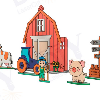 Intra απο ξύλο plywood 3mm-4mm πάχος – Toy Farm για DIY Συναρμολόγηση και Ζωγραφική Δίασταση  20x20 cm INTRAFABR-114413224 - Image 1