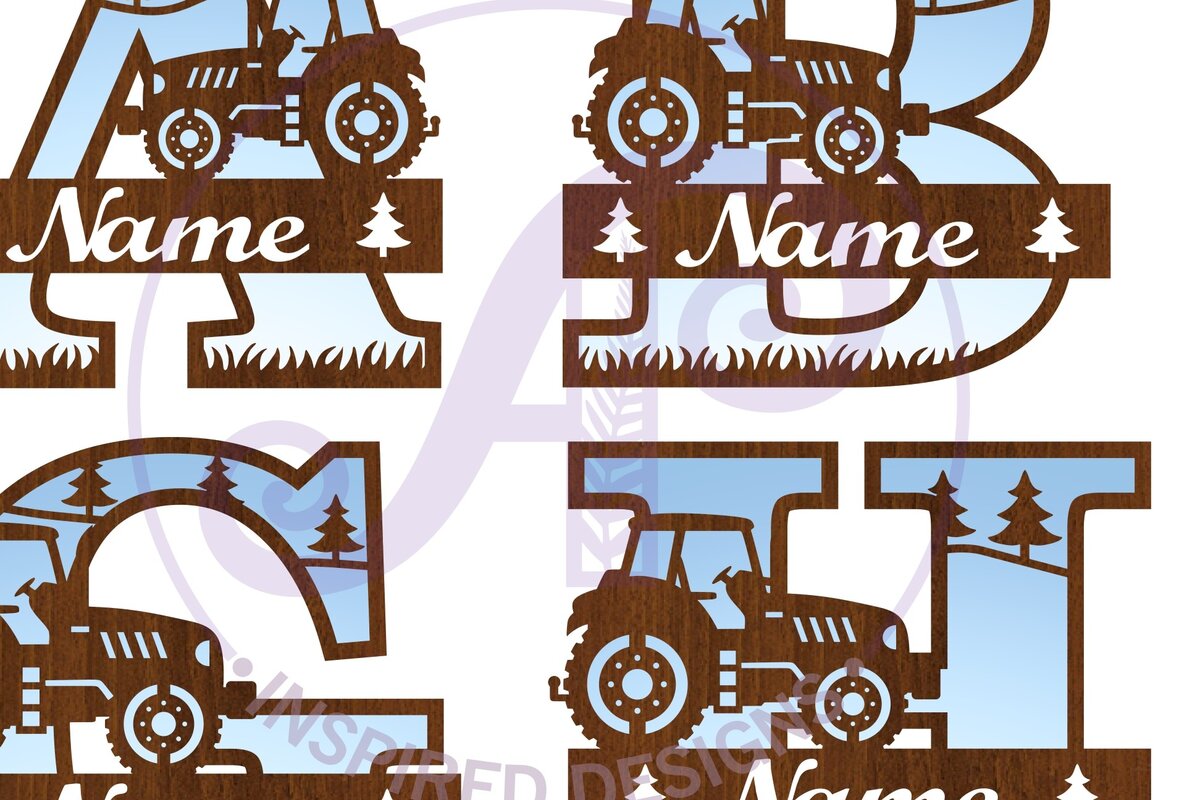 Intra απο ξύλο plywood 3mm-4mm πάχος – Πακέτο γραμμάτων μονογράμματος τρακτέρ Δίασταση  20x20 cm INTRAFABR-70476483