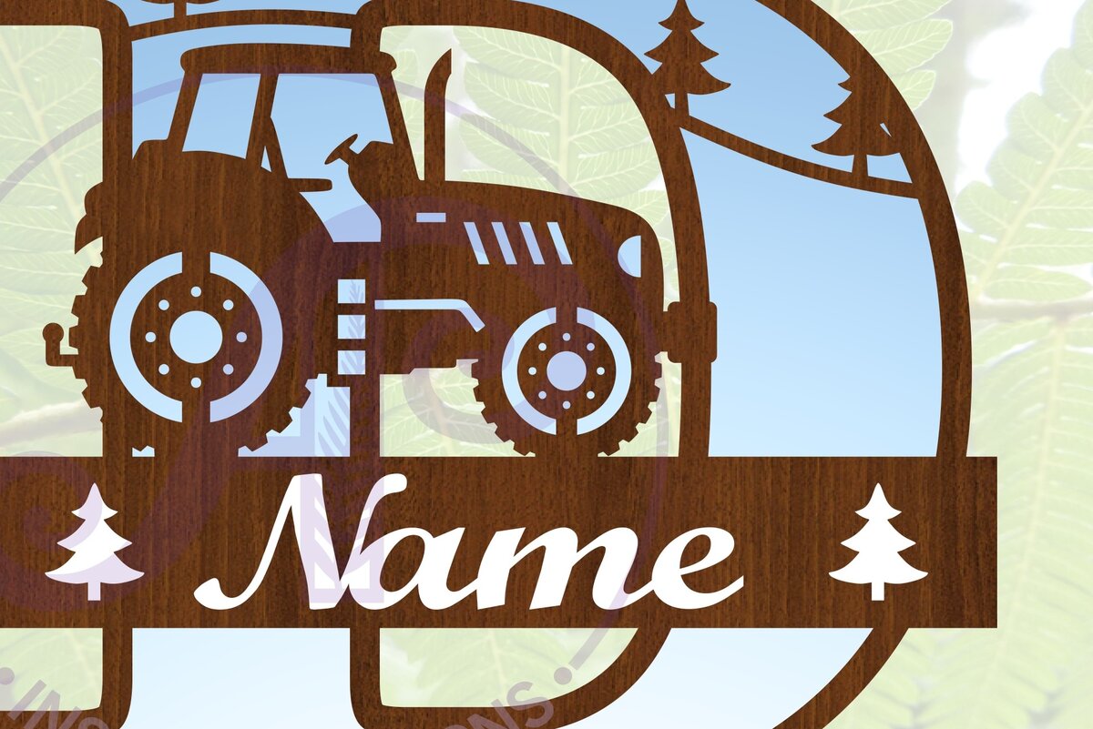 Intra απο ξύλο plywood 3mm-4mm πάχος – Μονόγραμμα τρακτέρ Γράμμα D Αποκοπή αρχείου Δίασταση  20x20 cm INTRAFABR-70480850