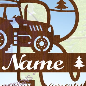 Intra απο ξύλο plywood 3mm-4mm πάχος – Μονόγραμμα τρακτέρ Letter R Δίασταση  20x20 cm INTRAFABR-70481324 - Image 1