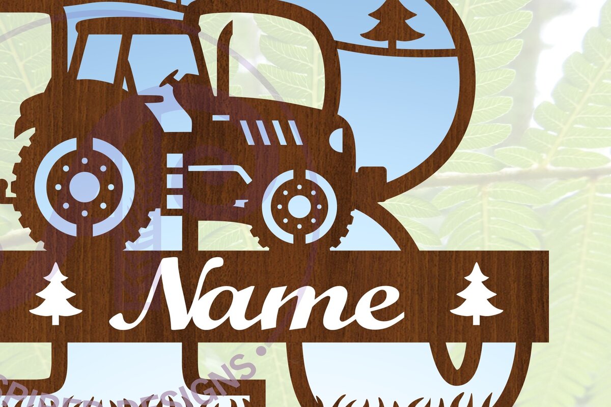 Intra απο ξύλο plywood 3mm-4mm πάχος – Μονόγραμμα τρακτέρ Letter R Δίασταση  20x20 cm INTRAFABR-70481324