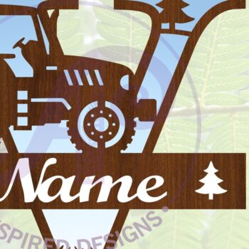 Intra απο ξύλο plywood 3mm-4mm πάχος – Μονόγραμμα τρακτέρ Letter V Δίασταση  20x20 cm INTRAFABR-70481464 - Image 1