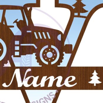 Intra απο ξύλο plywood 3mm-4mm πάχος – Μονόγραμμα τρακτέρ Letter V Δίασταση  20x20 cm INTRAFABR-70481464 - Image 3