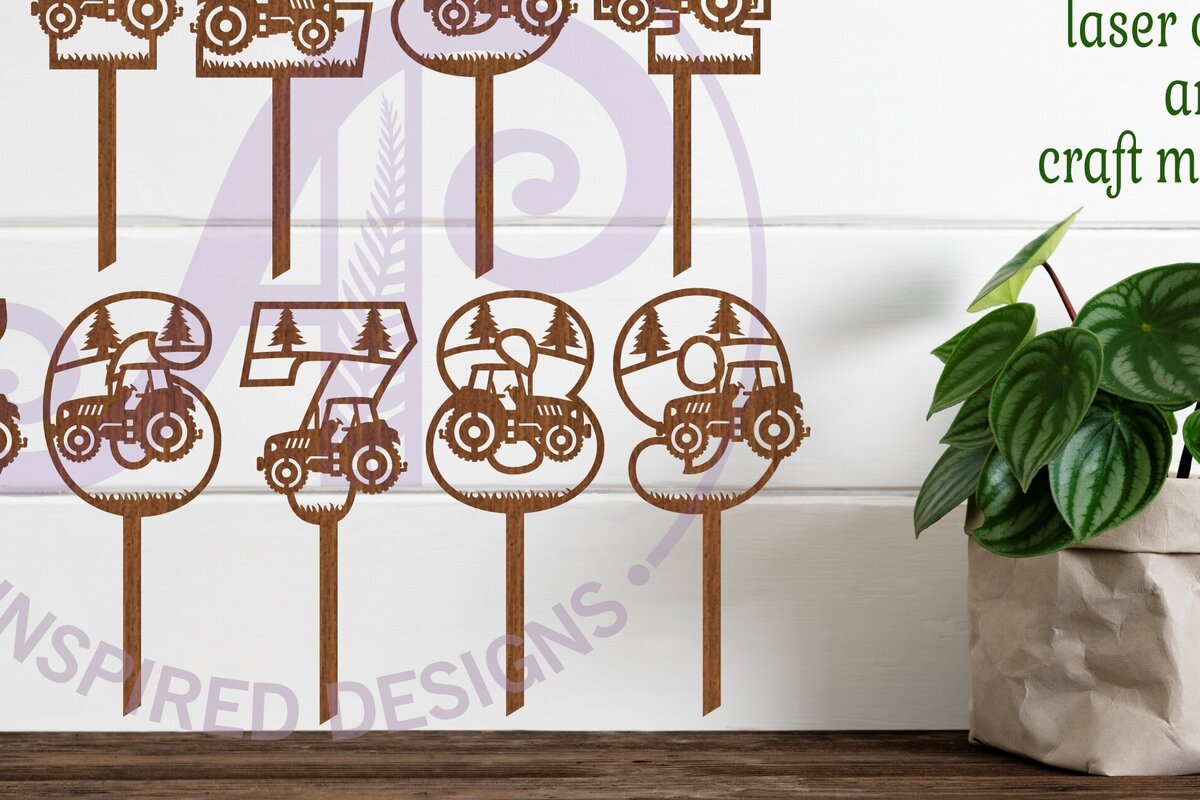 Intra απο ξύλο plywood 3mm-4mm πάχος – Αριθμός τρακτέρ Cake Toppers Δίασταση  20x20 cm INTRAFABR-104580384