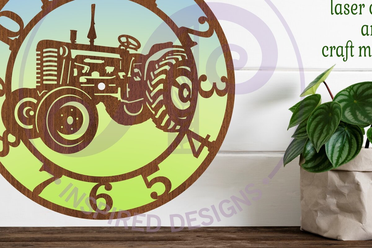 Intra απο ξύλο plywood 3mm-4mm πάχος – Αρχεία κοπής με λέιζερ ρολόι τοίχου τρακτέρ, Δίασταση  40x30 cm INTRAFABR-92533702