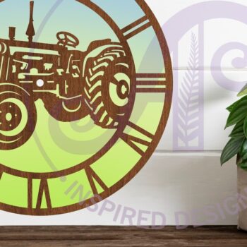 Intra απο ξύλο plywood 3mm-4mm πάχος – Αρχεία κοπής με λέιζερ ρολόι τοίχου τρακτέρ, Δίασταση  40x30 cm INTRAFABR-92533702 - Image 2