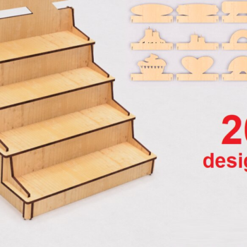 Intra απο ξύλο plywood 3mm-4mm πάχος – Ράφι εμπορικής αγοράς με πινακίδα κοπής λέιζερ Δίασταση  20x20 cm INTRAFABR-117264462 - Image 1