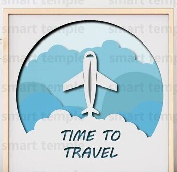 Intra απο ξύλο plywood 3mm-4mm πάχος – Travel Layered, Airplane 3d Shadowbox Δίασταση  20x20 cm INTRAFABR-81183291 - Image 1