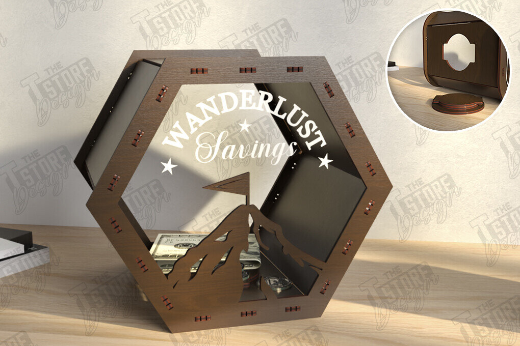 Intra απο ξύλο plywood 3mm-4mm πάχος – Travel Piggy Bank | Διακοπές Δίασταση  20x20 cm INTRAFABR-122602603