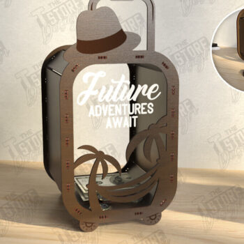 Intra απο ξύλο plywood 3mm-4mm πάχος – Travel Piggy Bank | Διακοπές Δίασταση  20x20 cm INTRAFABR-122385152 - Image 1