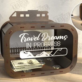 Intra απο ξύλο plywood 3mm-4mm πάχος – Travel Piggy Bank | Διακοπές Δίασταση  20x20 cm INTRAFABR-122385157 - Image 1