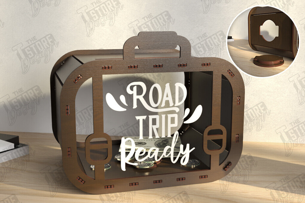 Intra απο ξύλο plywood 3mm-4mm πάχος – Travel Piggy Bank | Διακοπές Δίασταση  20x20 cm INTRAFABR-122602591