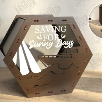 Intra απο ξύλο plywood 3mm-4mm πάχος – Travel Piggy Bank | Διακοπές Δίασταση  20x20 cm INTRAFABR-122602593 - Image 1